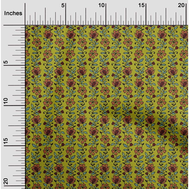 oneOone Tissu Polyester Lycra Feuilles & Floral Imprimé Bloc Tissu BTY 56 Pouces de Large