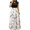 thumbnail image 2 of SMihono Robe d'Été pour Femmes Grande Taille Mode Femmes Été Imprimé Décontracté Col Rond Manches Courtes Longue Robe, 2 of 4