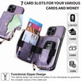 thumbnail image 6 of ShellTech Phone Case for iPhone 14 Pro Max Zipper Wallet Cover with Credit Card Holder Slot Shoulder Crossbody Strap Cell Women Girls Men,Purple, 6 of 10