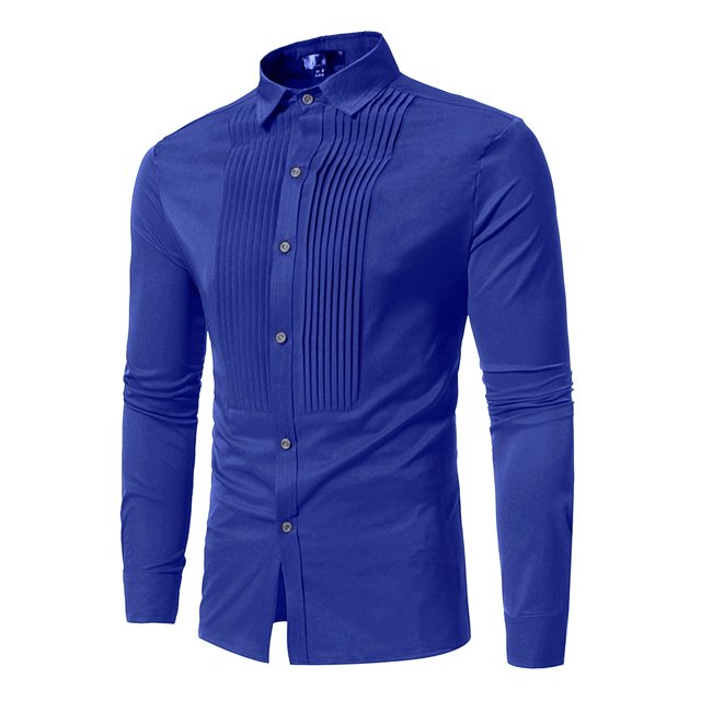 Camisas s Para Hombre Slim Fit Moda para hombre Color Impreso Blusa Casual Manga larga Camisas delgadas Tops (Blue, M)