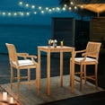thumbnail image 5 of 3 Piece Teak Wood Castle Outdoor Patio Bistro Bar Set including 27" Bar Table & 2 Barstools with Arms, 5 of 5