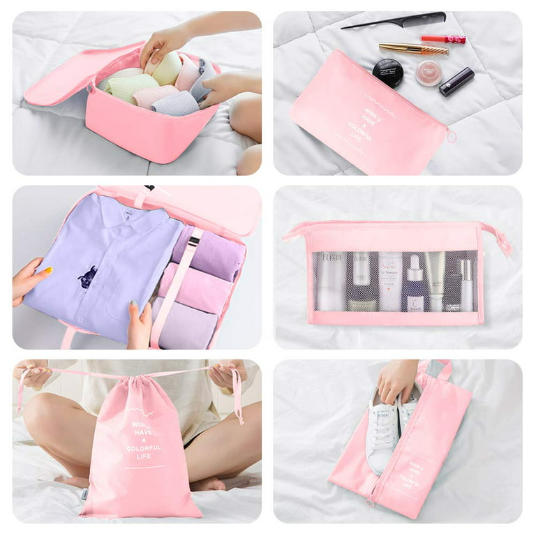 New 8Pcs/set Pink Travel Storage bags For Traveling Accessories
