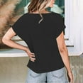 thumbnail image 5 of Ohufall Summer Womens T-shirts Fashion Solid Color Casual Short Sleeve Cowl Neck Shirts Summer Loose Fit Comfortable Pleated Blouse Tops, 5 of 5
