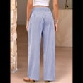 thumbnail image 4 of Pantalones Palazzo de Cuadros para Mujer, Pantalones de Pijama de Cintura Alta y Pierna , Pantalones Casuales Bonitos con Bolsillos Azul L, 4 of 9