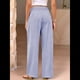 thumbnail image 4 of Pantalones Palazzo de Cuadros para Mujer, Pantalones de Pijama de Cintura Alta y Pierna , Pantalones Casuales Bonitos con Bolsillos Azul L, 4 of 9