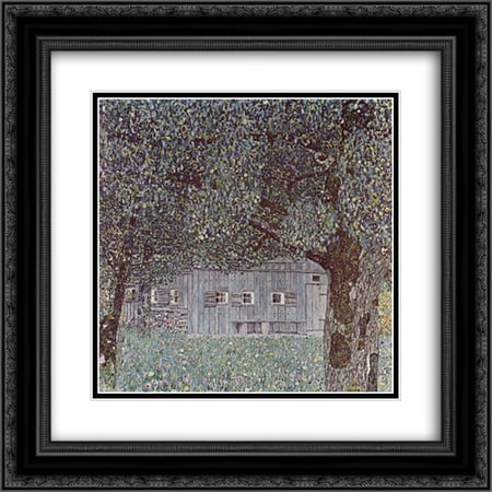 Gustav Klimt 2x Matted 20x20 Black Ornate Framed Art Print 'Farmhouse in Upper