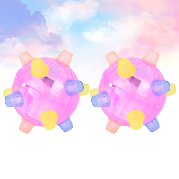 NICEXMAS 2Pcs Music Bouncing Ball Pink Light Up Durable Plastic for Indoor Party Use