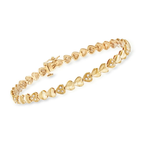 Ross-Simons 0.25 ct. t.w. Pave Diamond Heart Bracelet in 18kt Gold Over Sterling, Women's, Adult