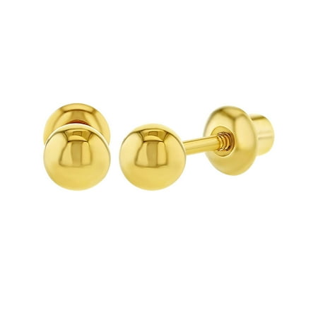 4mm 18k screw plated earrings safety ball yellow gold baby dialog displays option button additional opens zoom