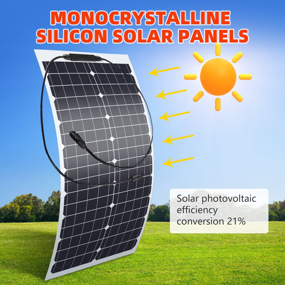 Flexible Solar Panel 30W 18V Monocrystalline Solar Panel for Marine RV Cabin Van Car Uneven Surfaces