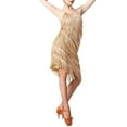 thumbnail image 3 of IBTOM CASTLE Women's Flapper Dress 1920s Sequin Tassel Latin Party Cocktail Dress Ballroom Dance Costume Vintage Fringe Dress S Gold, 3 of 8