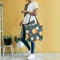 thumbnail image 4 of FORMRS Womens Canvas Tote Bag with Zipper Inner Pocket Shoulder Handbag, Green Oranges, 4 of 7