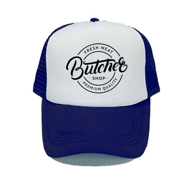Butcher Shop Advertisement Snapback Cap Premium Quality Fresh Meat Shop Trucker Hats Animal Pig Pork Cut Knife Outdoor Hat YY31156-60cm for adult Gao Jinjia LED