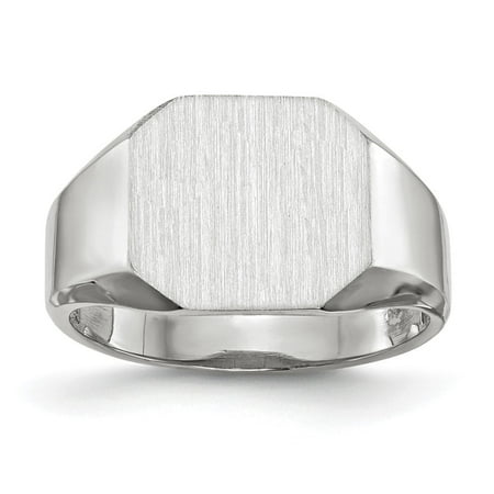 Auriga Fine Jewelry 10K White Gold 11.0×10.5mm Closed Back Men s Signet Ring Size 10