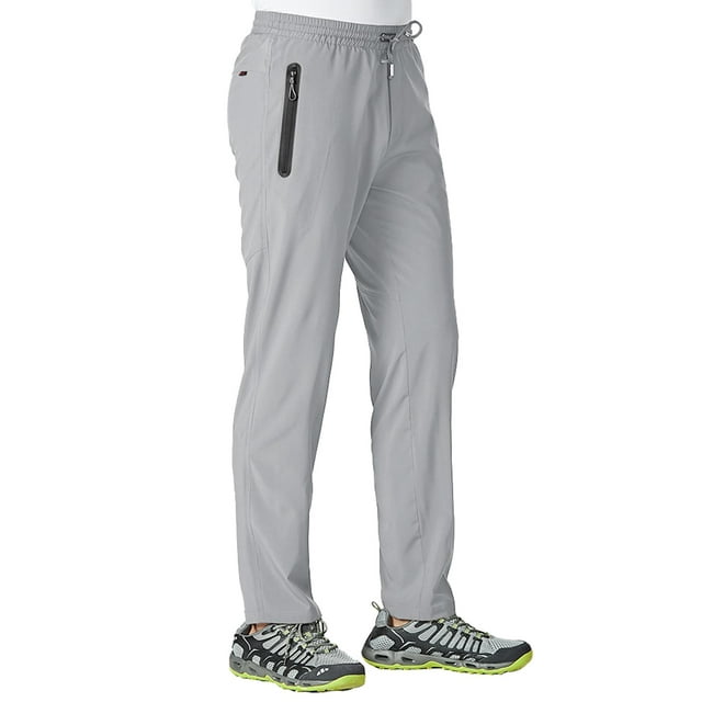 Pantalones de senderismo TBMPOY, ligeros, de secado rápido, para hombre, gris claro, talla L