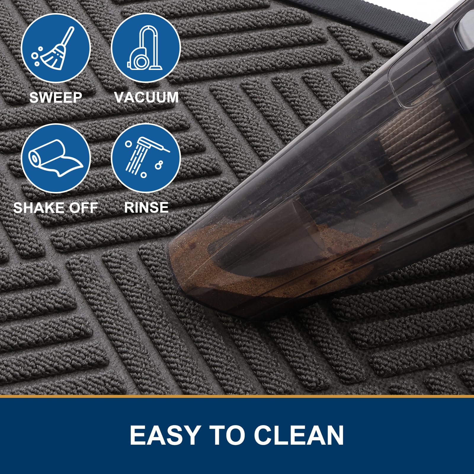 Smiry Front Door Mats For Inside, Low Profile Heavy Duty Outdoor Doormats, Non Slip Dirt Trapper Entryway Mat, 47x32, Grey