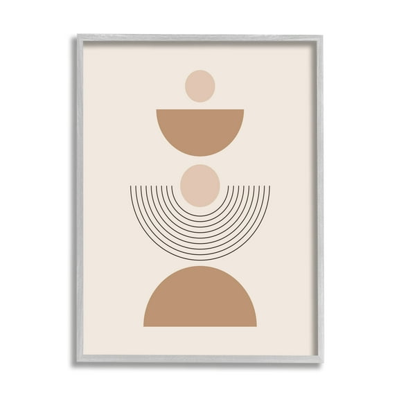 Stupell Industries Modern Arched Shapes Abstract Painting Gray Framed Art Print Wall Art, 24 x 30