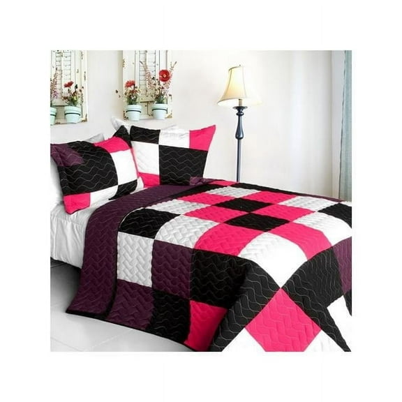 Afterglow - 3 Pieces Vermicelli - Quilted Patchwork Quilt Set  Full & Queen Size - Purple