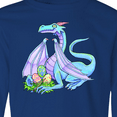 thumbnail image 4 of Inktastic Blue Easter Dragon with Painted Eggs Long Sleeve Youth T-Shirt, 4 of 5