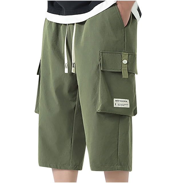 asjyhkr Shorts Cargo Capri 3/4 Longs pour Hommes Shorts de Randonnée Légers avec Multiples Poches (M-4TG)