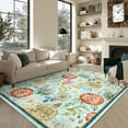 thumbnail image 2 of Garvee 5'x7' Farmhouse Floral Rug Botanical Printed Carpet with Non Slip Backing, Soft Washable Low Pile Rug Indoor Foldable Mats for Living Room Bedroom Dining Room, Light Blue, 2 of 8
