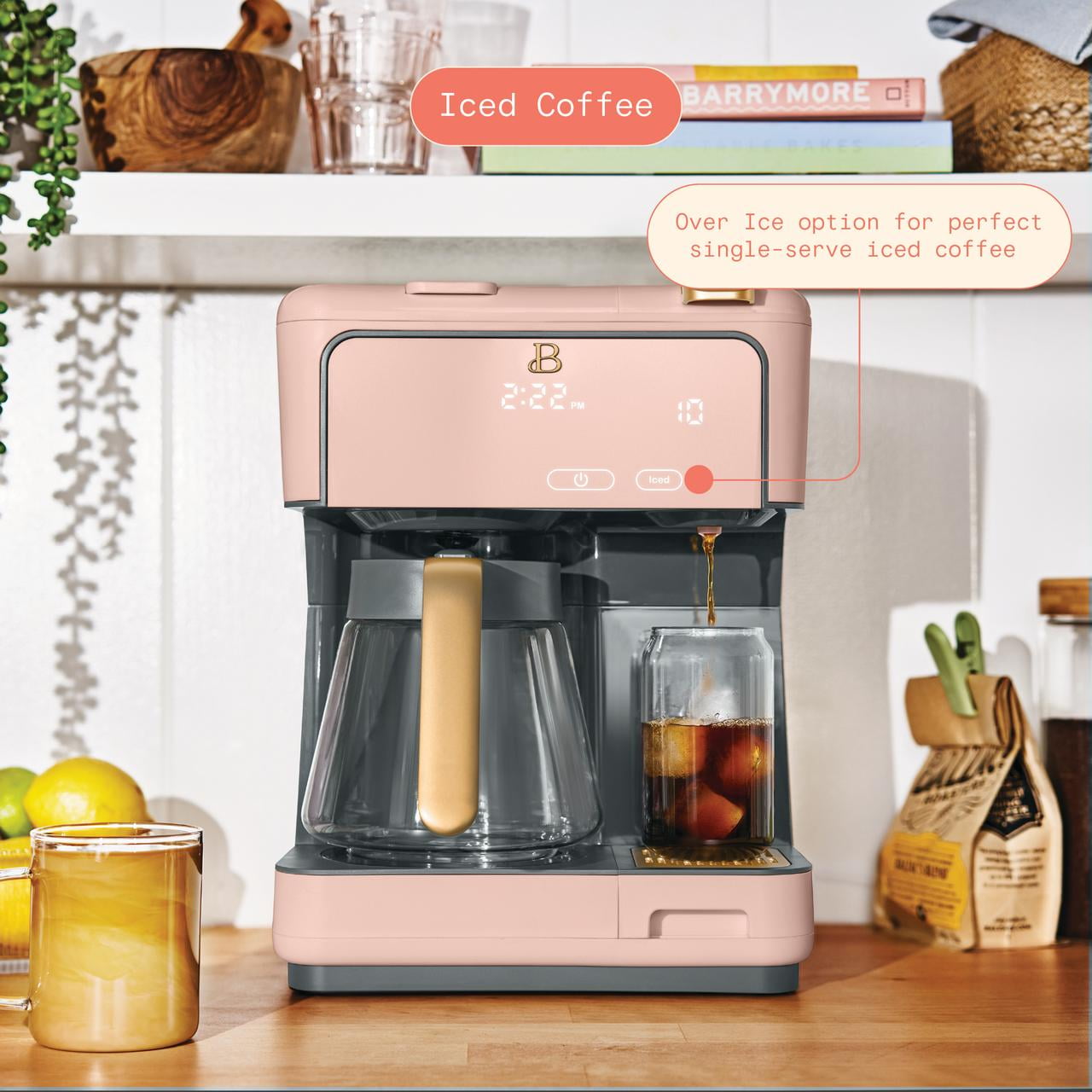 Beautiful Multi-Brew 12-Cup Programmable Drip & Single-Serve Coffee Maker, Rose by Drew Barrymore