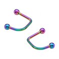 thumbnail image 1 of Labret Lip Twist 2pc Jewelry Loop Piercing Anodized Titanium Surgical Steel 16G, 1 of 4