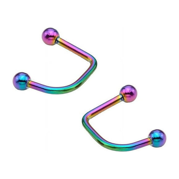 Labret Lip Twist 2pc Jewelry Loop Piercing Anodized Titanium Surgical Steel 16G