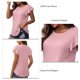 thumbnail image 4 of Blusa De Manga Corta Con Volantes Moda Casual Elegante Cuello Redondo Volantes Manga Corta Camiseta De Verano Rosa M, 4 of 5