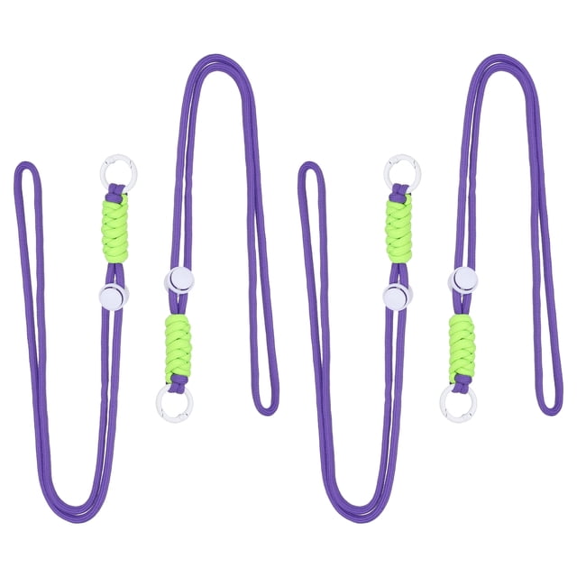 Uxcell 4 Pcs Cordón de Paracord, Cordón de Paracord con Anillo Dividido y Clip, para Actividades al Aire Libre, Púrpura y Blanco y Verde