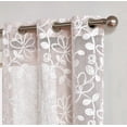 thumbnail image 2 of Dainty Home Rita 3D Floral Chenille Embroidered Solid Sheer Linen Look 76" x 84" Window Curtain Panel Pair in Blush, 2 of 10