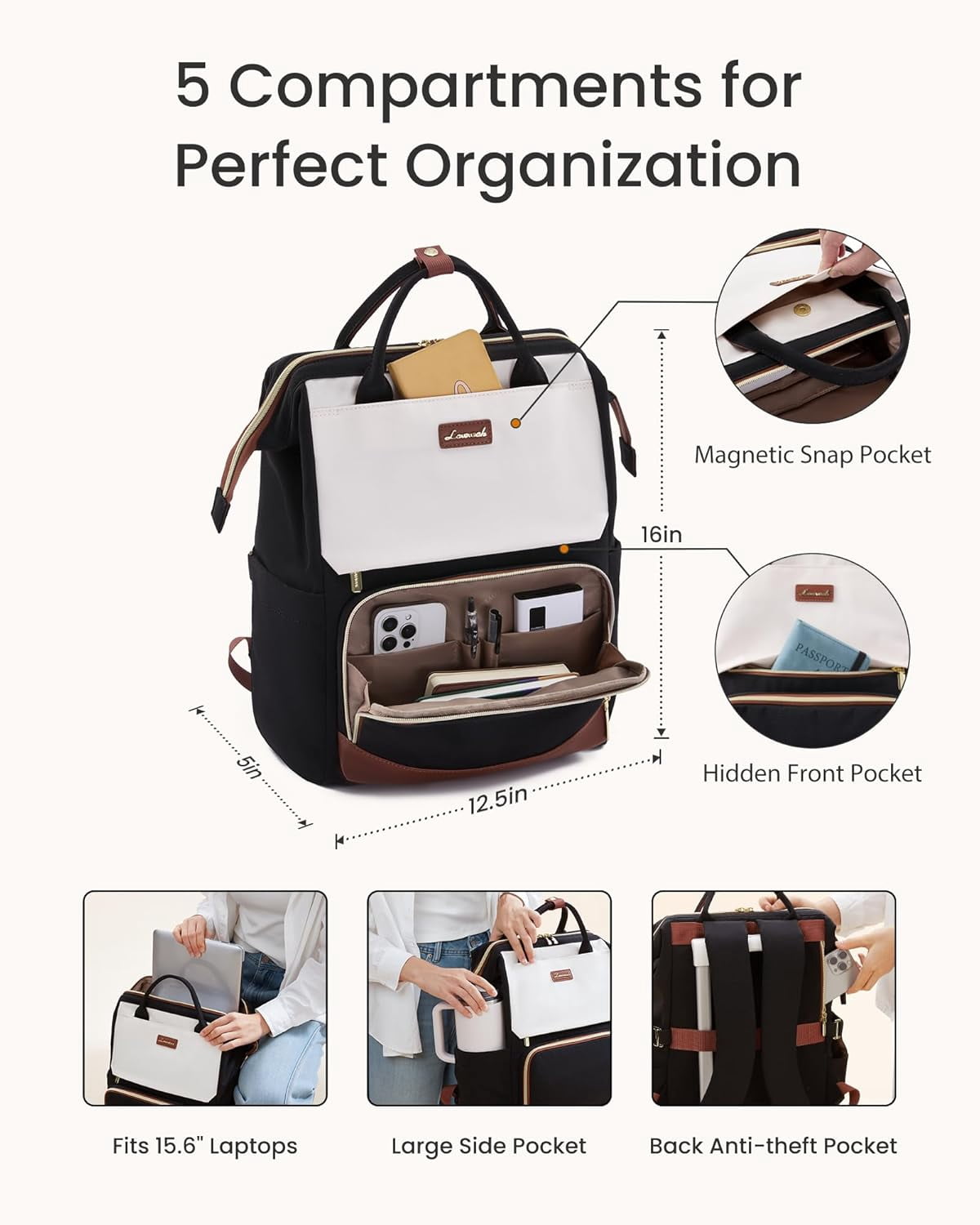 LOVEVOOK Laptop Backpack for Women with Giant Tumbler Holder Pocket, 15.6 inch Travel Work Backpack Purse for Nurse Teacher, Waterproof School Bag College Bookbag Cute Casual Daypack for Girls