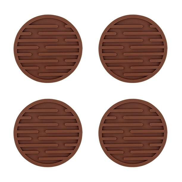 sweethay Paquete de 4 posavasos para bebidas, mantel acanalado para cocina, alfombrilla para taza, escurridor de silicona, portabotellas, Mostrada Café sweethay HA062744-05
