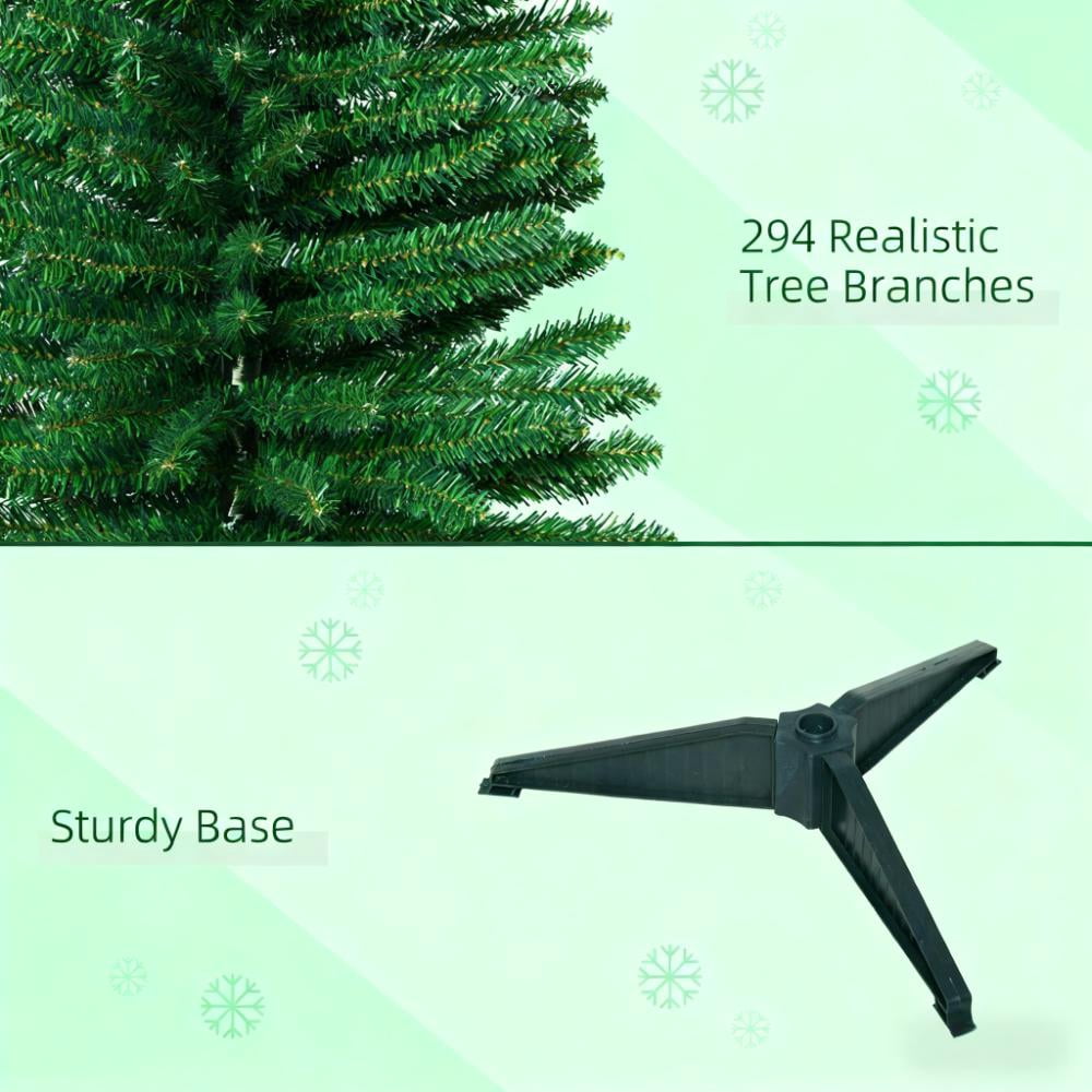 5ft Unlit Pencil Christmas Tree 294 Tips Easy Assembly Plastic Base Small Space Holiday Decor