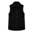 thumbnail image 6 of Staron Women's Sleeveless Vests for Women Casual Basic Collared Button Down Loose Fit Fall Winter Coat Jacket Vest, Black XL, 6 of 7