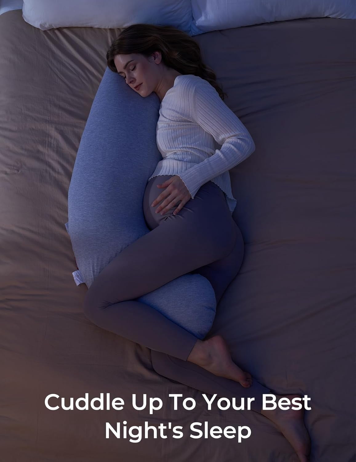 Pregnancy Pillows for Side Sleeping, J Shaped Maternity Body Pillow for Pregnancy, Soft Pregnancy Pillow with Jersey Cover for Head Neck Belly Support