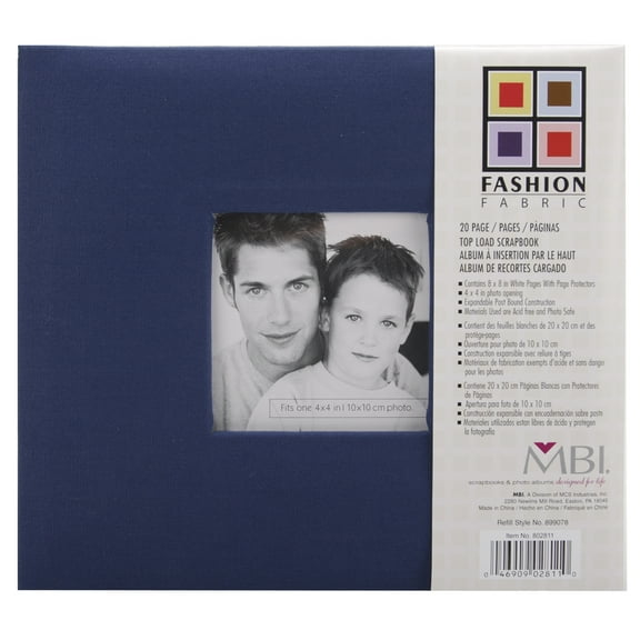 Mbi Fashion Fabric Post Bound Album W/Window 8"X8"-Blue