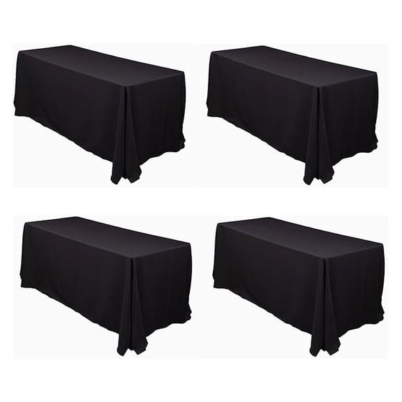 TC Tanu Collections Rectangle Tablecloth - 90 x 132 Inch - Black Rectangular Table Cloth for 6 Foot Table in Washable Polyester - Buffet Table, Parties, Holiday Dinner, Wedding & More (Pack of 4)