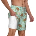 thumbnail image 3 of Picia Cute Sea Turtles pattern Mens Swim Trunks with Compression Liner Stretch Beach Shorts Quick Dry with Zipper Pockets No-Chafing Board Shorts-Small, 3 of 9