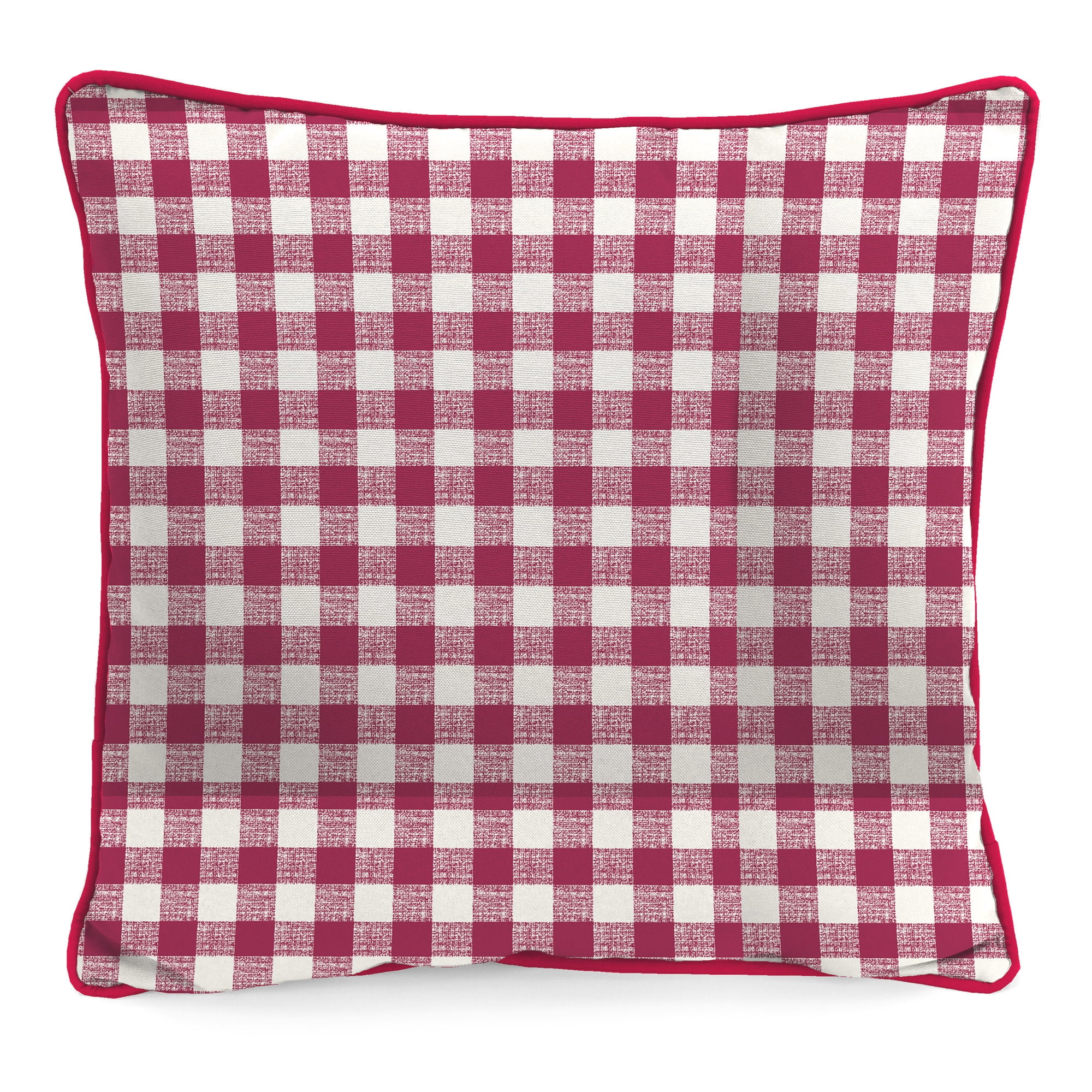 Jordan Manufacturing 16" x 16" Fresh Pumpkins Cream Truck and Merlot Buffalo Check Reversible Square Outdoor Throw Pillow with Welt