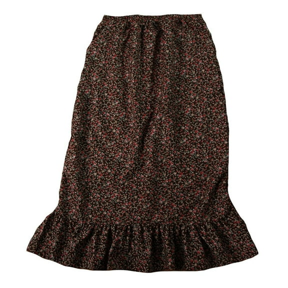 Women's Calico Pioneer Peasant Costume Skirt - Brown Calico - Large 6-8