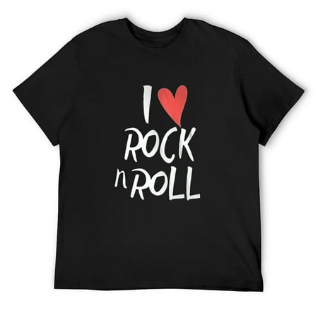I Love Heart Rock N Roll Music For Boys & Girls Rocker Fans T-Shirt Black Small