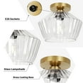thumbnail image 4 of FRIDEKO HOME 9.84" Modern Semi Flush Mount Ceiling Light with Clear Textured Glass Shade, E26 Base, Vintage Ceiling Light Fixture for Hallway Kitchen Bedroom Living Room, Brass Gold (Without Bulb), 4 of 11