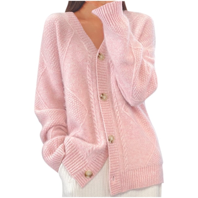 Lovzfmll Cardigans pour Femmes, Cardigan Surdimensionné à devant Ouvert, Chandail à Col Rond en Grosse Maille, Vêtements d'Automne et d'Hiver