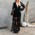 thumbnail image 1 of Vêtements Femme Robe Longue en Dentelle à Col en V avec Boutons Robe à Manches Longues Style Élégant de Cour, 1 of 7