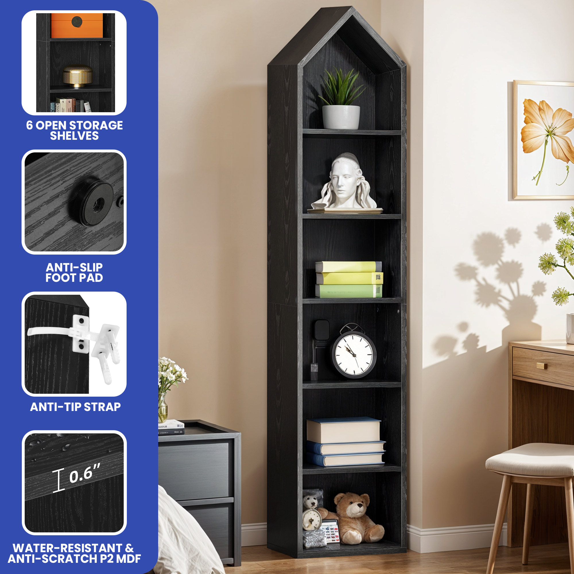 ModFusion Rattan 6-Tier Wood File Cabinet with Lock,