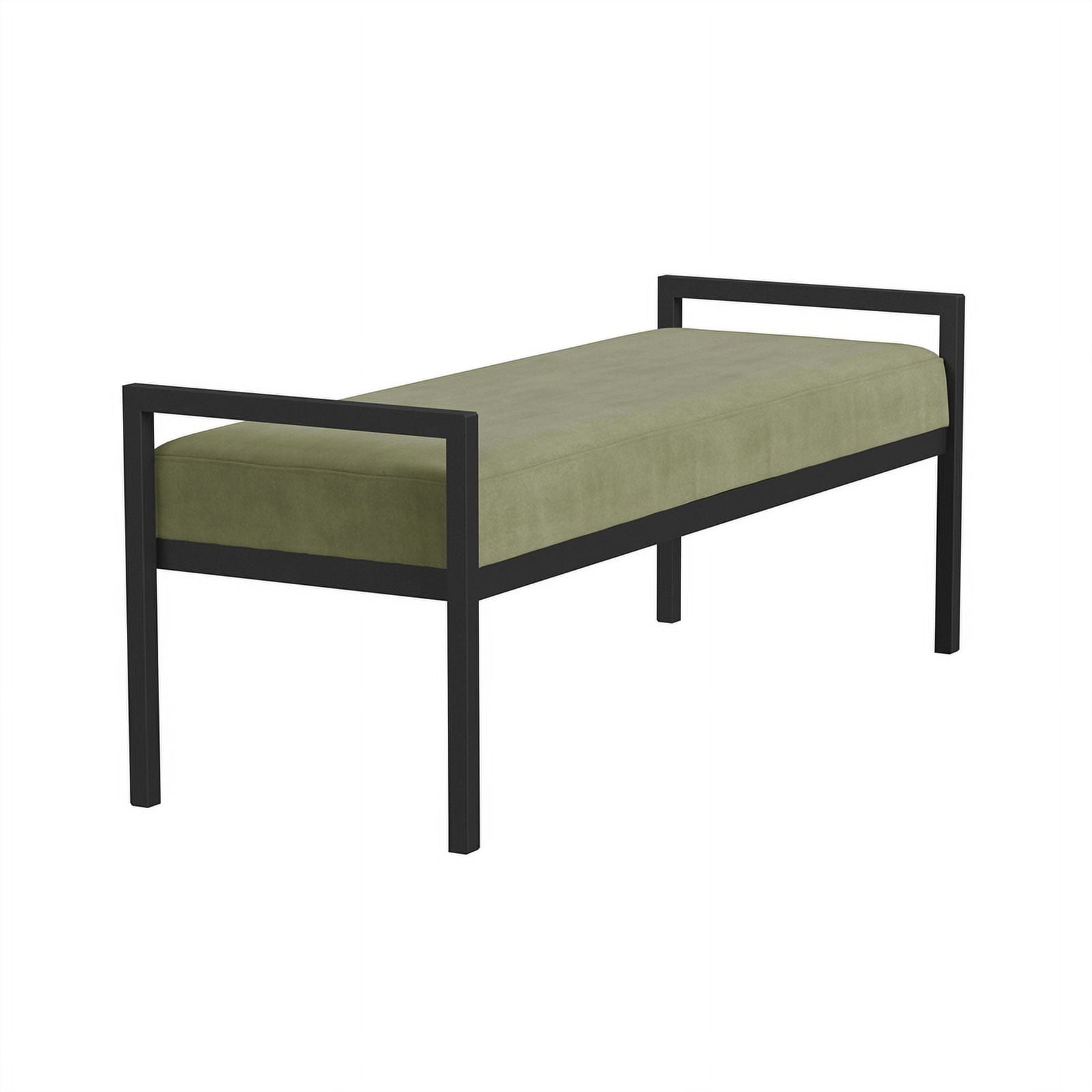 HomePop Modern Metal & Velvet Bench, 49.5"W x 17.25"D x 19"H, Light Sage Green/Black