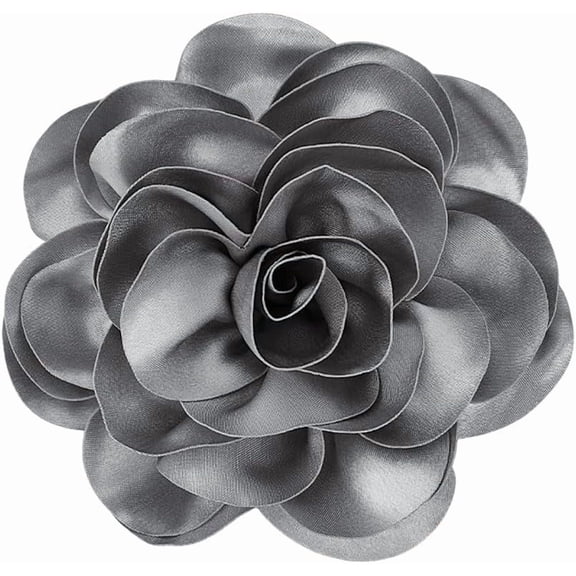 7 inch Flower Brooch Large Rose Brooch Elegant Big Flower Broochs Lapel Pin for Women Suit Dress Wedding Party Ceremony Dance Clothes Jewelry Gifts Silver