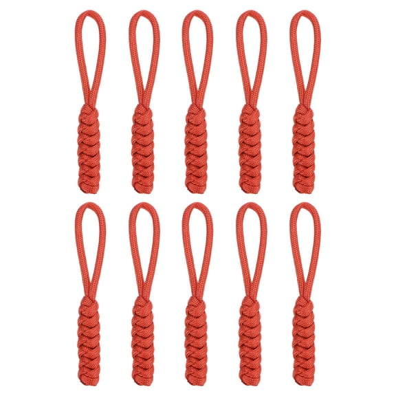 Zipper Pull Replacement [10PCS] - Woven Paracord Pull Tab Extender Use for Backpack & Jacket - [Red]