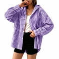 thumbnail image 2 of Guluxicc Plaid Hoodies for Women Drawstring Button Down Long Sleeve Lounge Hooded Blouses for Everyday Wear Fall Winter Casual Blouses, 2 of 6